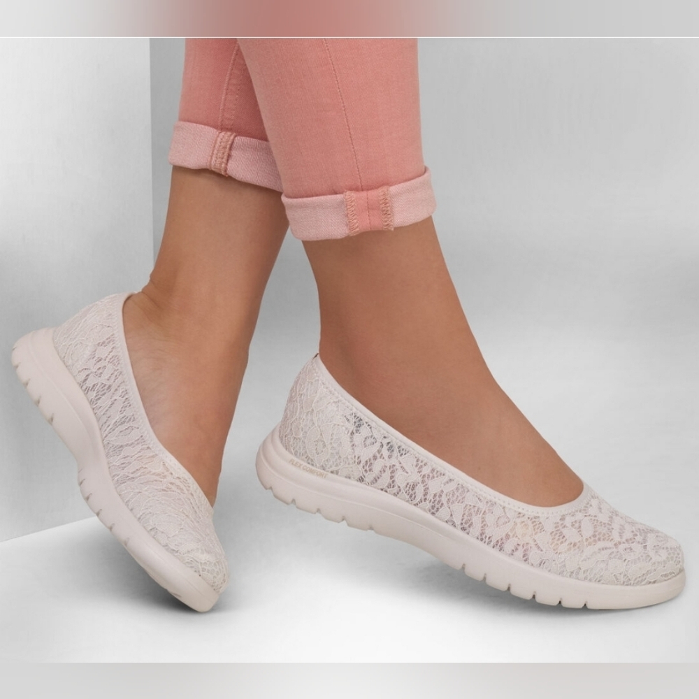 Skechers White "Sweet Pea" Slip On Flats